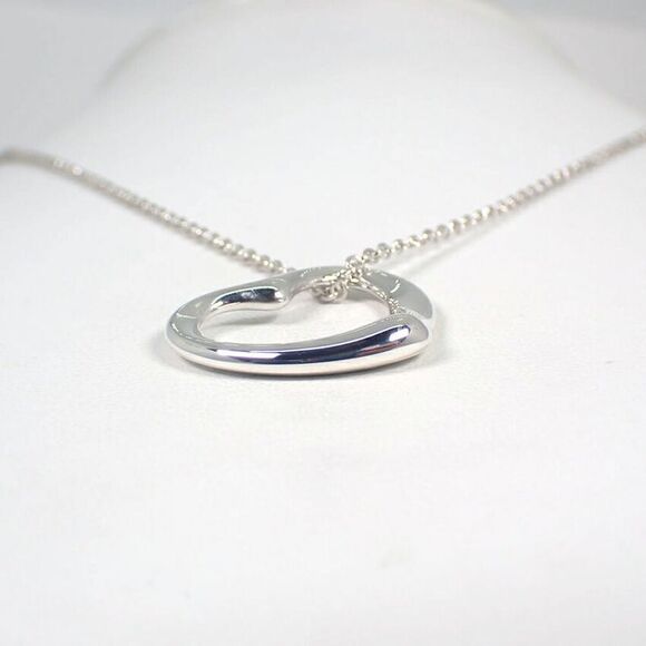 Tiffany & Co 925 Open Heart Pendant Necklace j113-3 - Picture 4 of 10